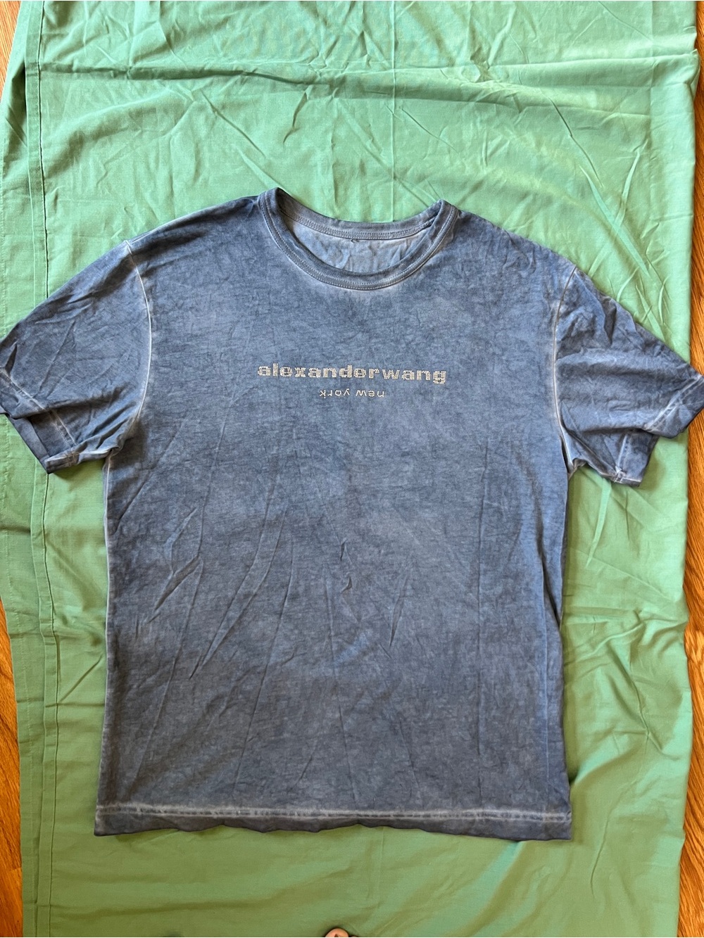 Alexander Wang Washed Navy Short‑Sleeve Logo Tee
